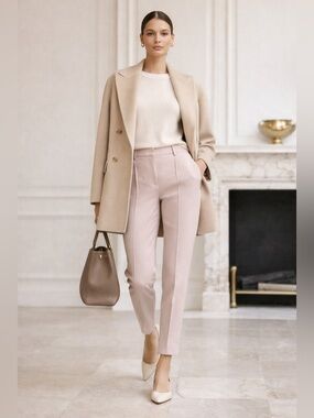 Max Mara Studio Blush Pink Single-Pleat Tapered Trousers – US 14